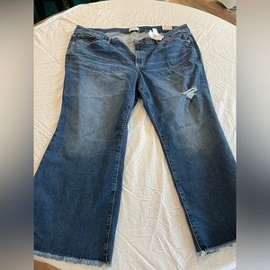 Size 26 Lane Bryant Cropped Frayed Jeans